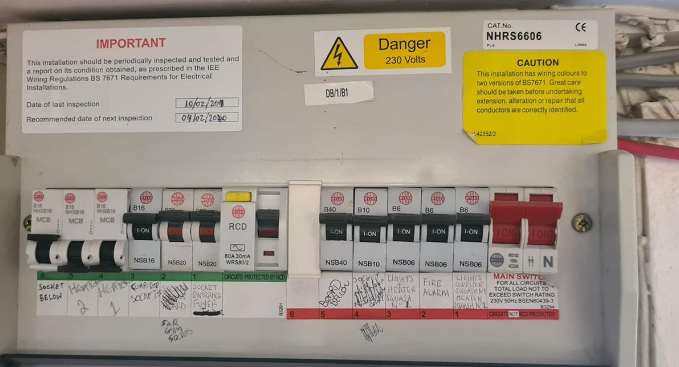 Old split-load fuseboard with half the circuits not RCD protected