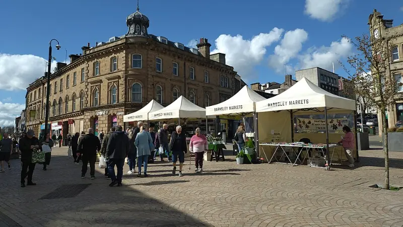 Barnsley town centre on market day