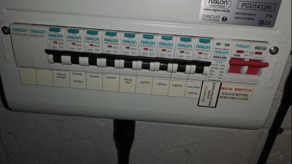 Labelled consumer unit upgrade fitted by MP Electrical in Rotherham