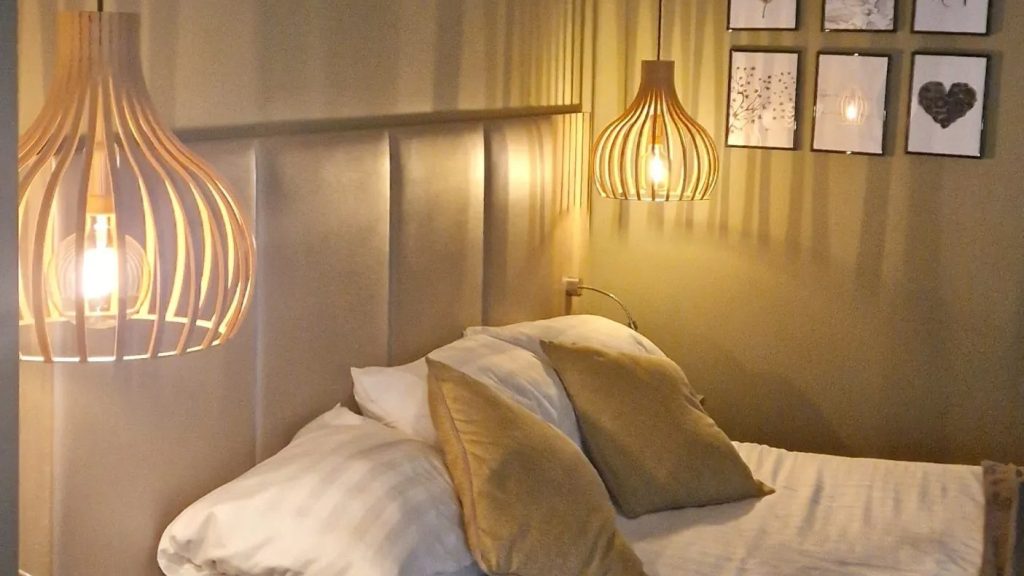 Warm LED pendant lights on a dimmer in a South Yorkshire bedroom fitted by MP Electrical