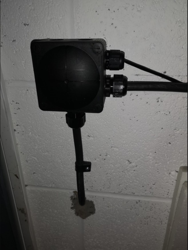 Outdoor isolator for an EV charger installation, MP Electrical, Rotherham